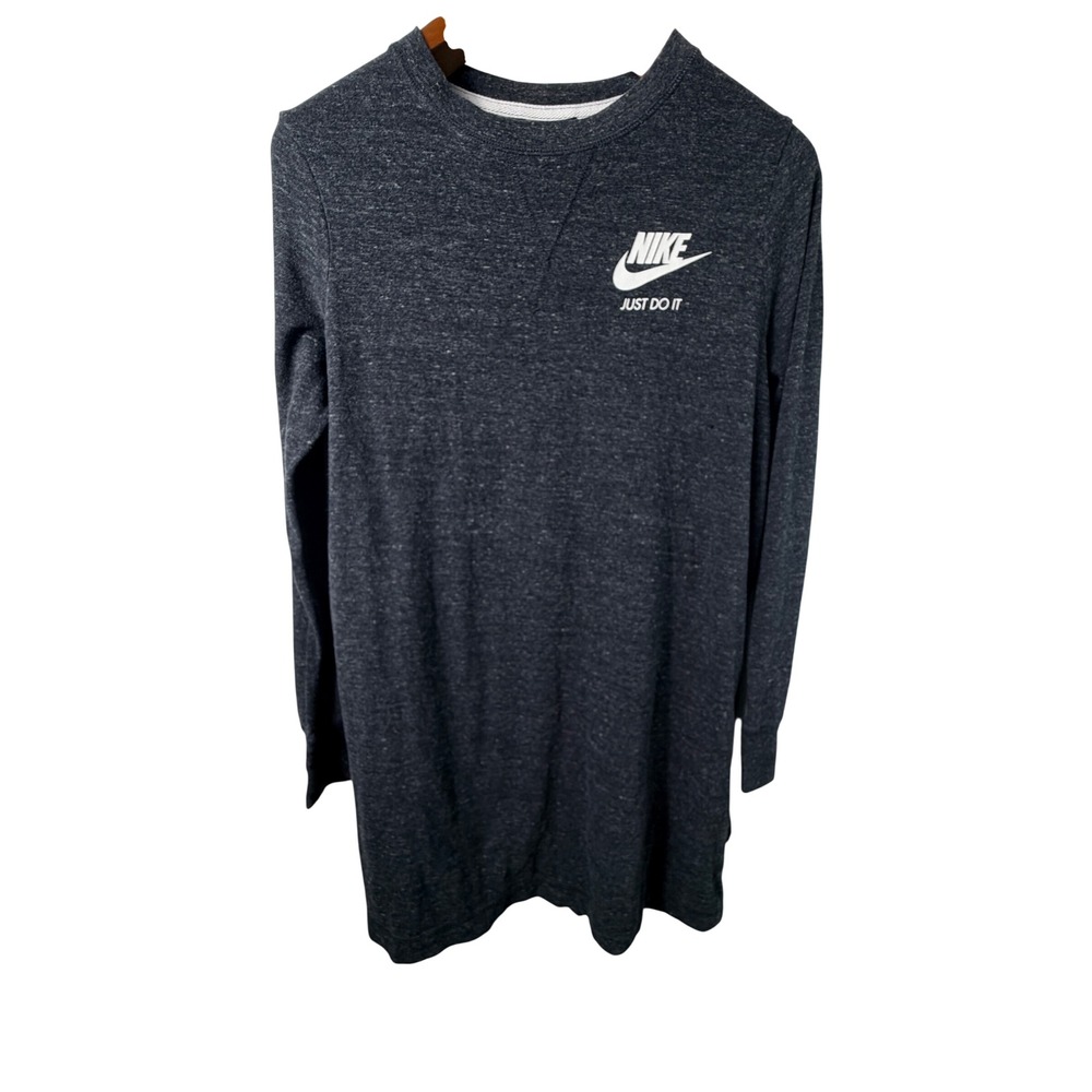 Nike T Shirt Dress Womens Gray Gym Short Sleeve Ladies Mini Medium Athleisure